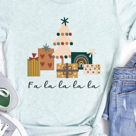 Fa La La La La Christmas Tree & Presents Tee