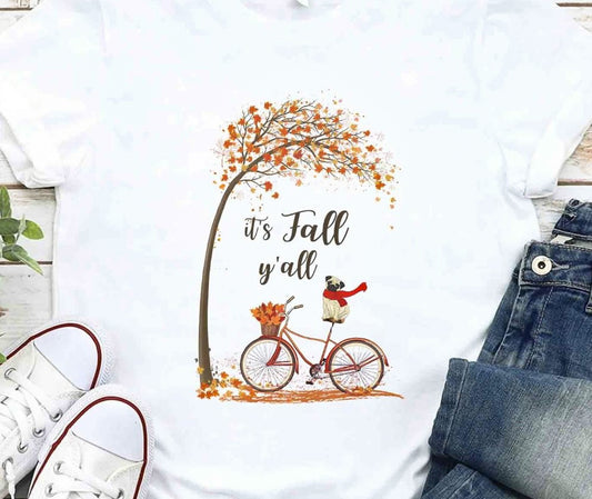 It's Fall Ya'll Bike Under Tree Tee