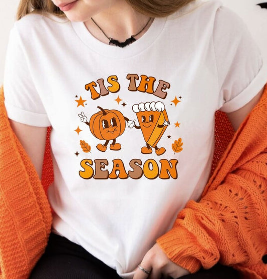 Tis The Season Cartoon Pumpkin & Pie Tee