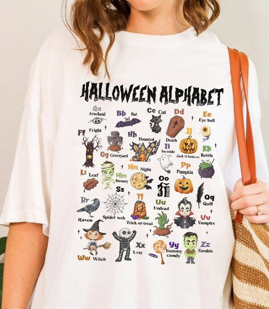 Halloween Alphabet With Names Tee