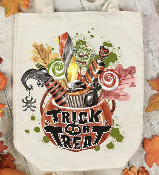 Trick Or Treat Candy In Pumpkin Tote Bag