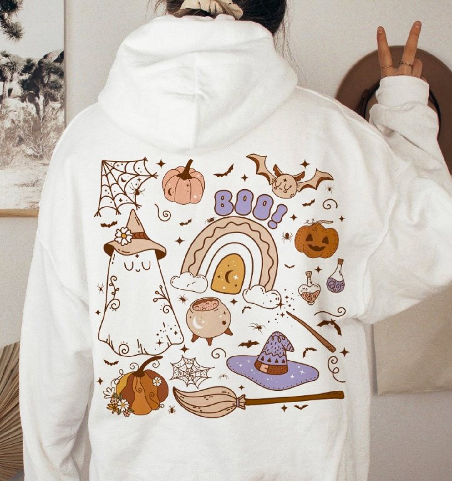 Halloween Things Collage (Back Print) Hoodie