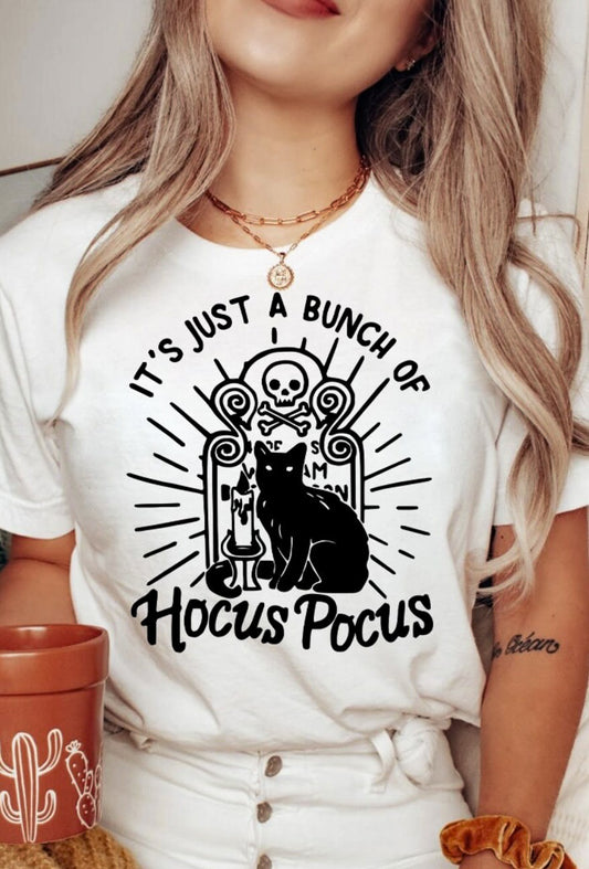 It's Just A Bunch Of Hocus Pocus Black Cat & Tombstone Tee