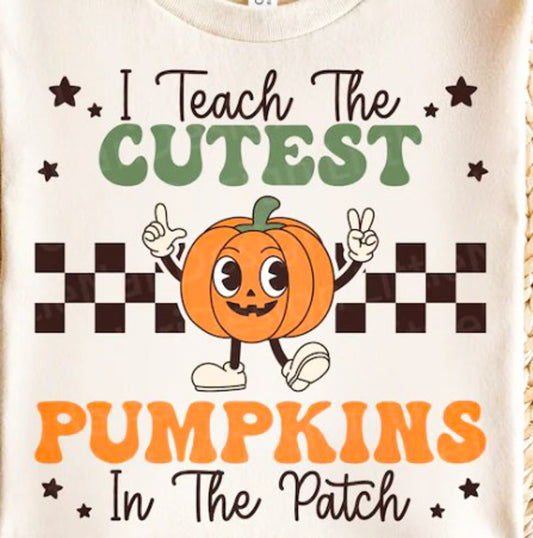 I Teach The Cutest Pumpkins In The Patch Checkered Tee