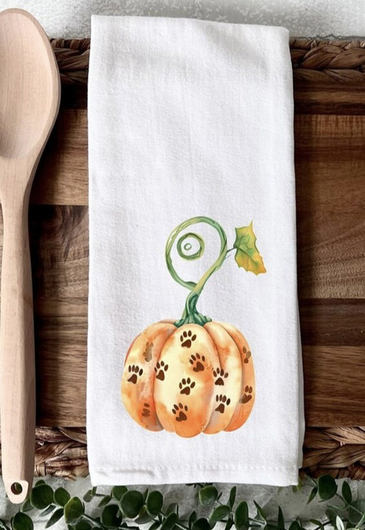 Pumpkin With Paw Prints Towel