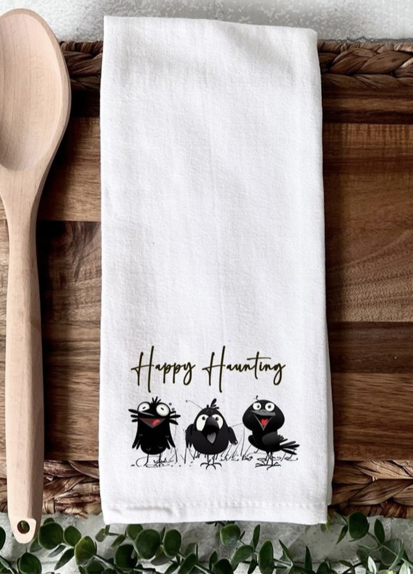 Happy Haunting 3 Blackbirds Towel