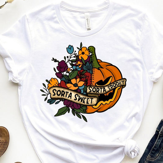Sorta Sweet Sorta Spooky Floral Jack-O-Lantern Tee