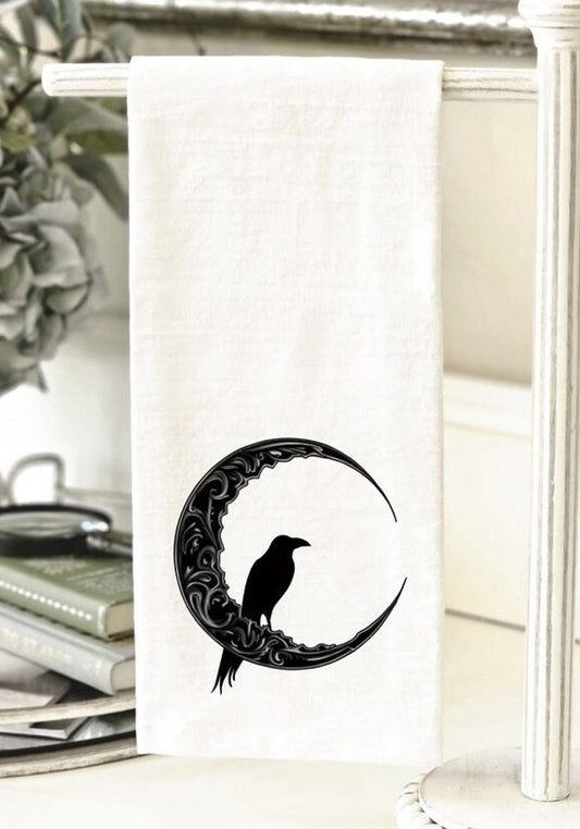 Cresent Moon & Black Bird Towel