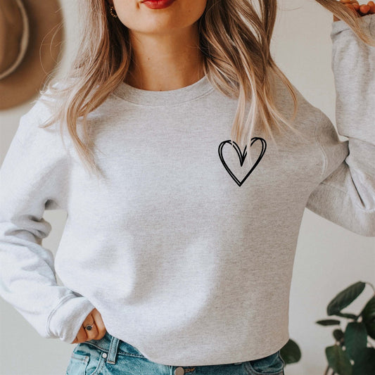 Simple Heart Pocket Logo Crew Sweatshirt