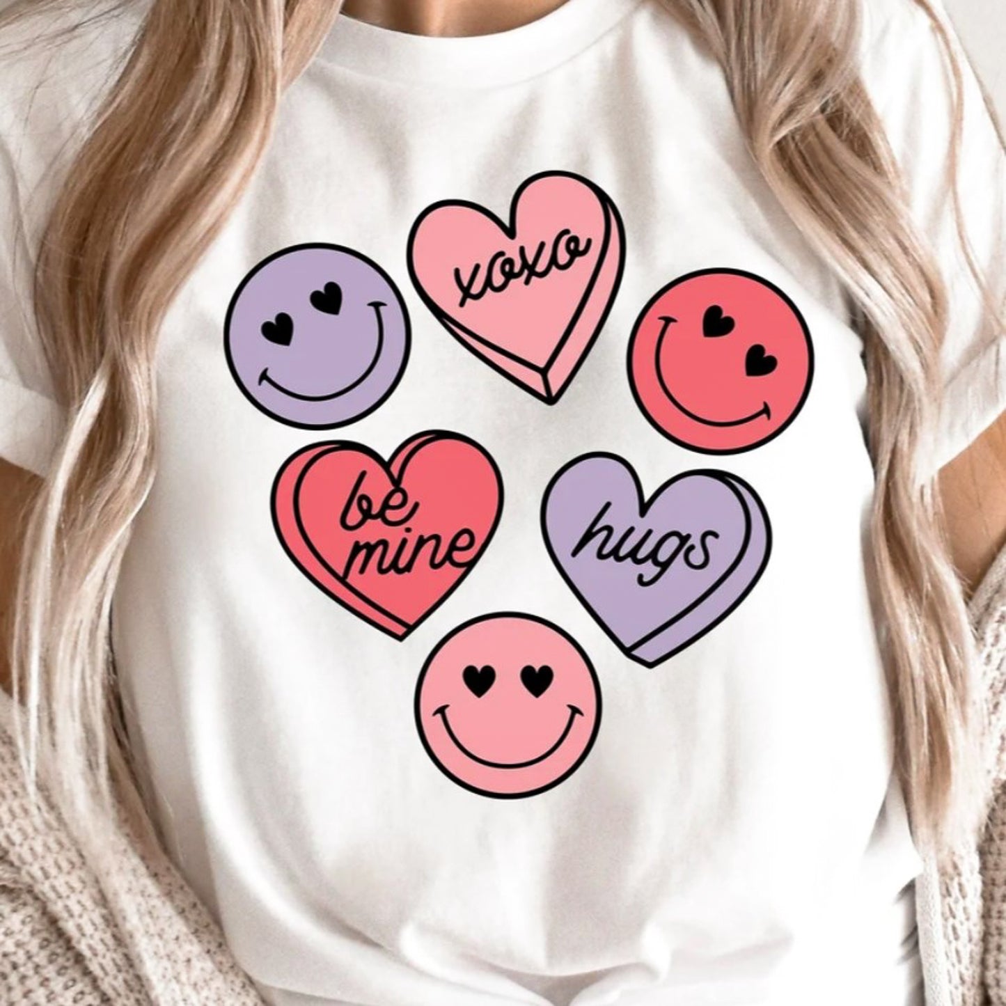 Conversation Hearts & Smiley Faces Tee