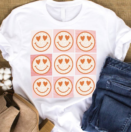 Heart Eyed Smiley Faces Tee