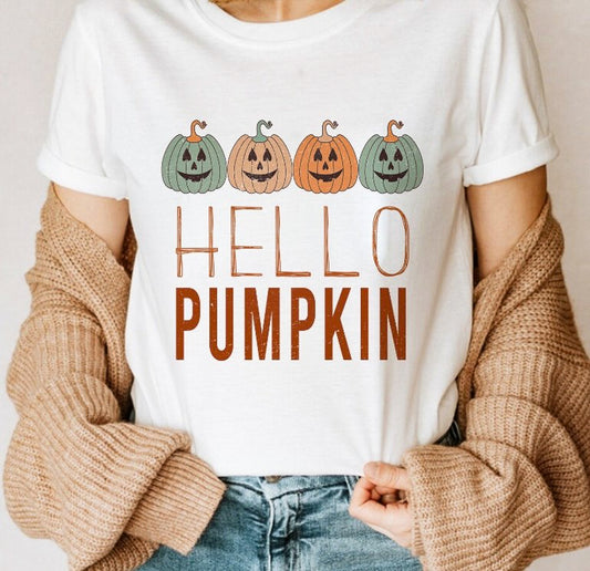 Hello Pumpkin 4 Jack-O-Lanterns Tee