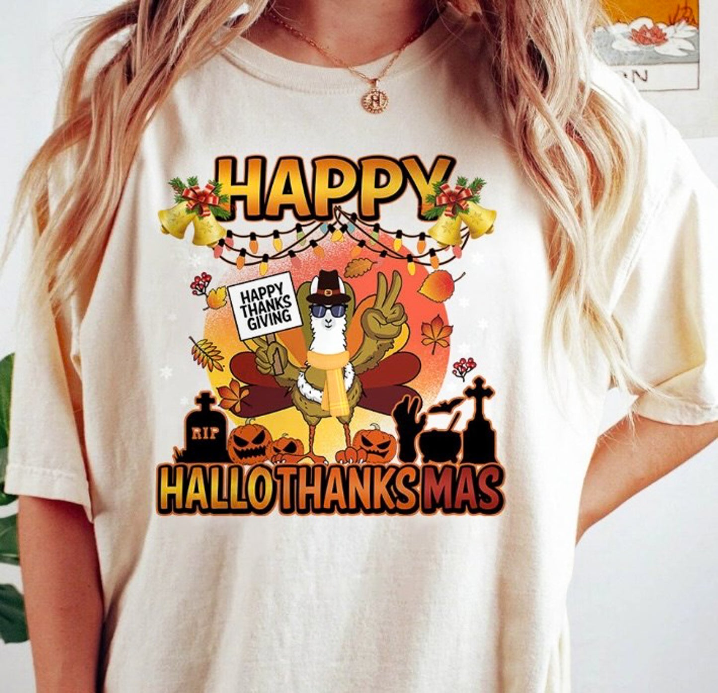 Happy HalloThanksMas Tee