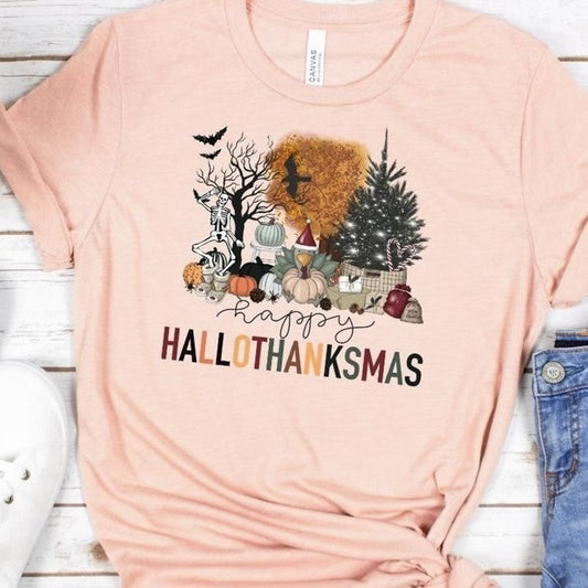 Happy HalloThanksMas Tee