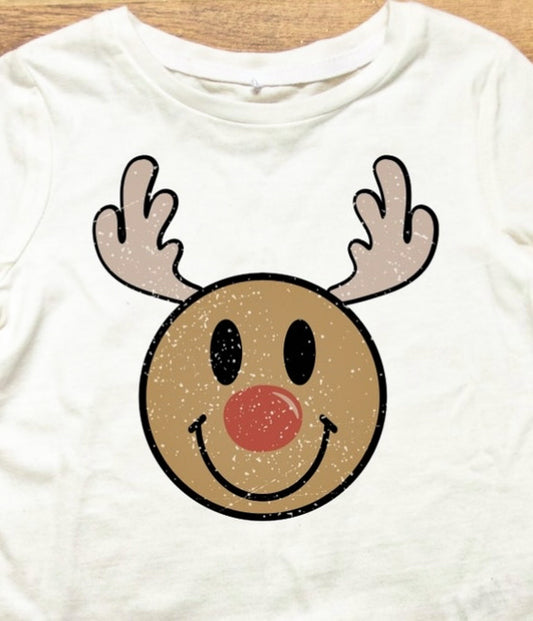 Reindeer Smiley Face Tee