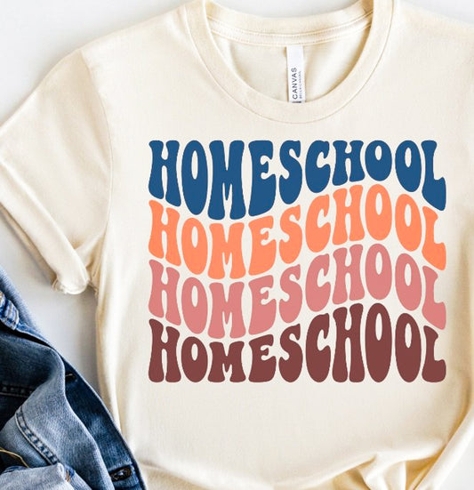 Homeschool Retro Wavy (Stacked) Tee