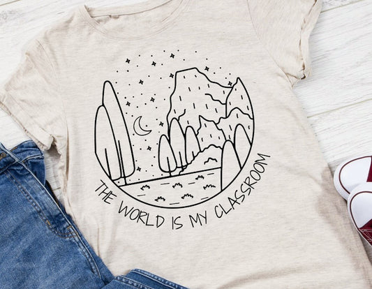 The World Is My Classroom Night Scene Tee