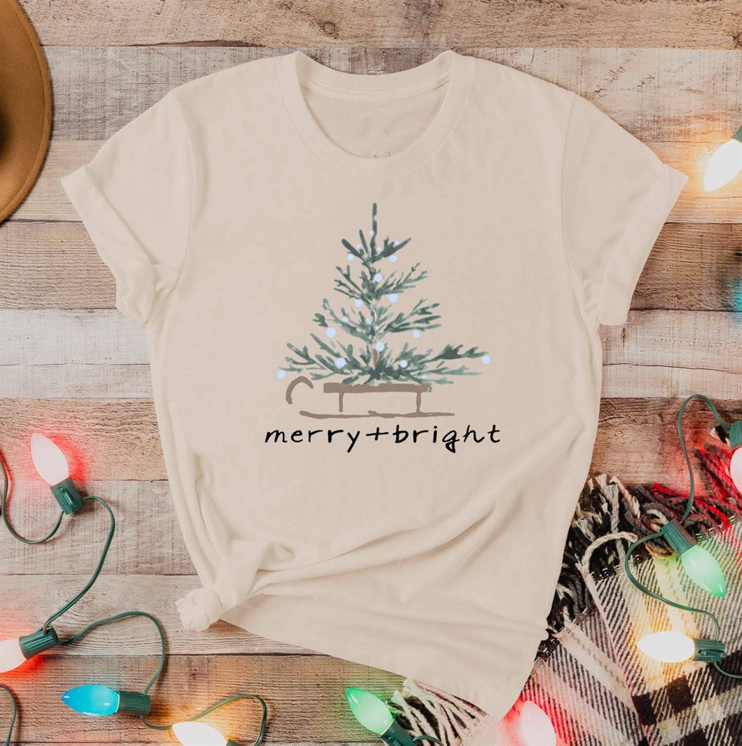 Merry + Bright With Christmas Tree Tee