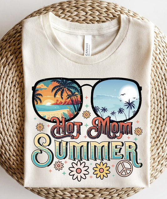 Hot Mom Summer With Sunglasses T-Shirt or Crew Sweatshirt