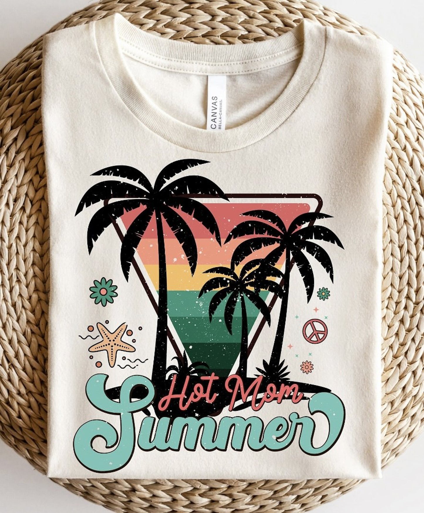 Hot Mom Summer With Palm Trees Tee