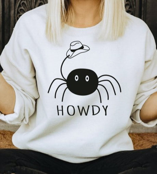 Howdy Spider With Cowboy Hat Crew Sweatshirt