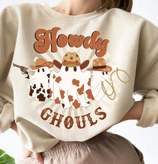 Howdy Ghouls Cowgirl Ghosts Crew Sweatshirt