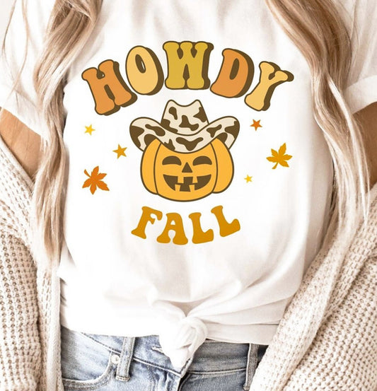 Howdy Fall Jack-O-Lantern With Cowboy Hat Tee