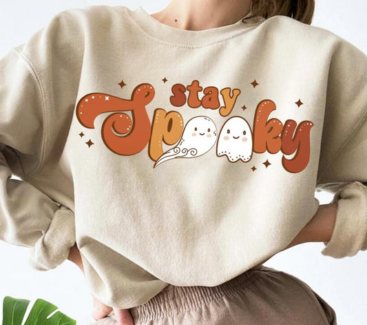 Stay Spooky With 2 Ghosts Crew Sweatshirt
