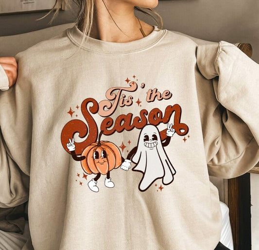 Tis The Season Pumpkin & Ghost T-Shirt or Crew Sweatshirt