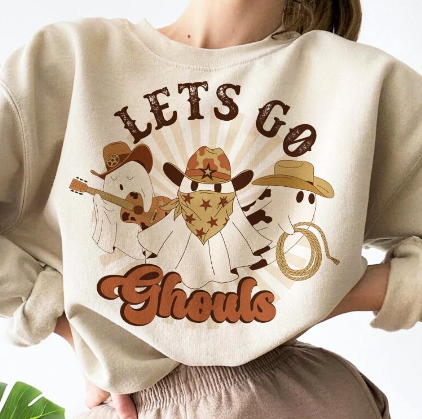 Let's Go Ghouls Crew Cowgirl Ghosts Sweatshirt