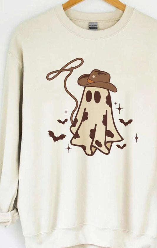 Cowgirl Ghost With Lasso Crew Sweatshirt