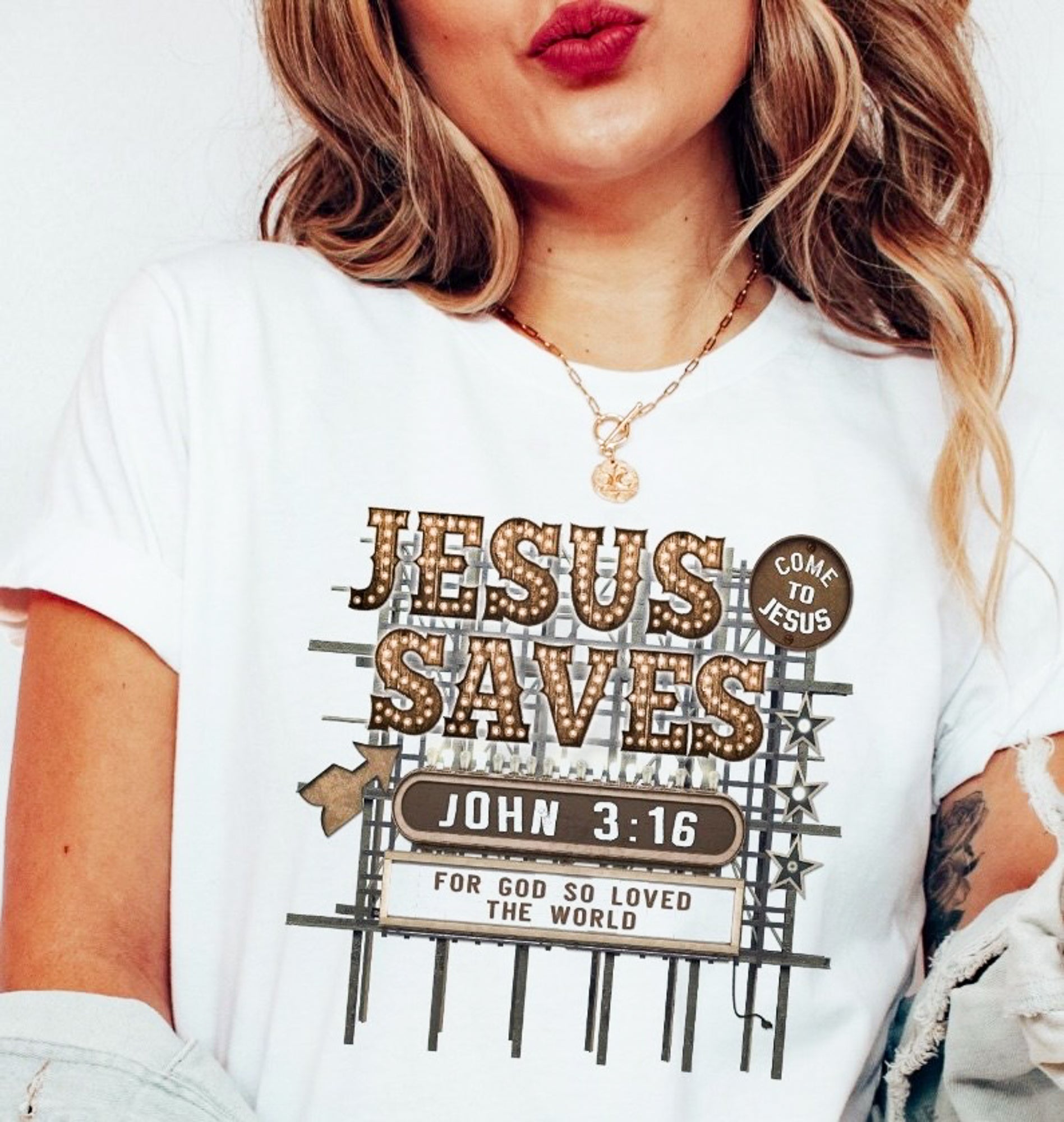 Jesus Saves John 3:16 For God So Loved The World Tee – Elle & Emmy