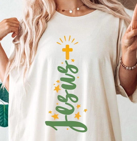 Jesus (Tree Shape) With Cross On Top Tee