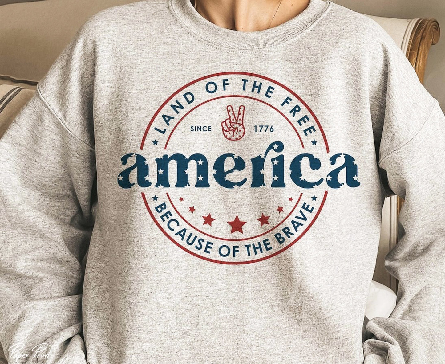 America: Land of The Free Because Of The Brave Crew Sweatshirt