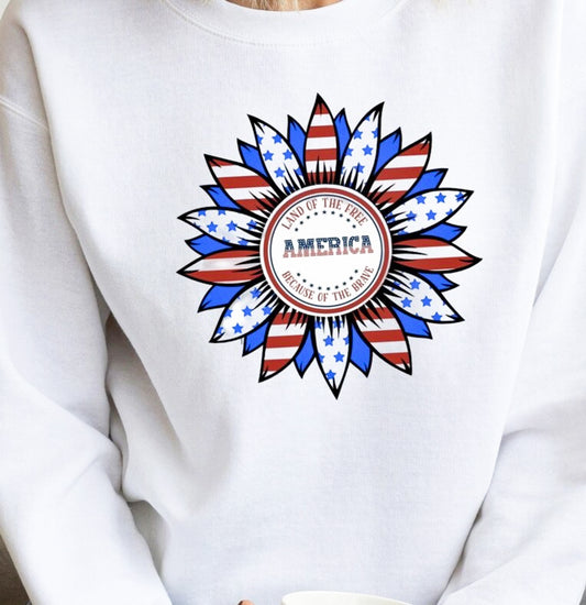 America Land Of The Free Because Of The Brave Crew Sweatshirt