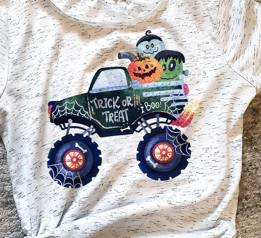 Trick Or Treat Monster Truck With Pumpkins Tee/Bodysuit