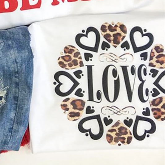 Love With Cheetah Hearts Long Sleeve Tunic