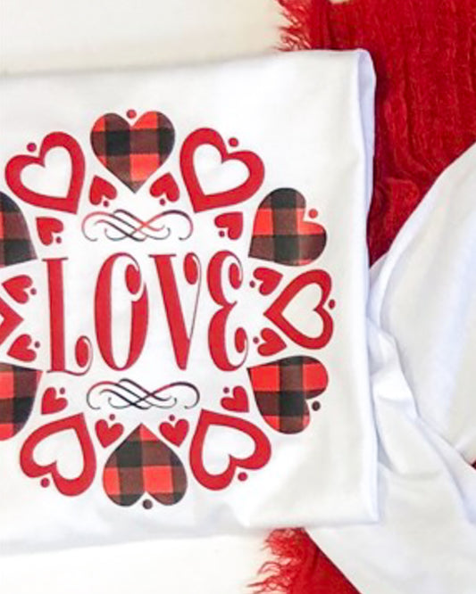 Love With Buffalo Plaid Hearts Long Sleeve Tunic