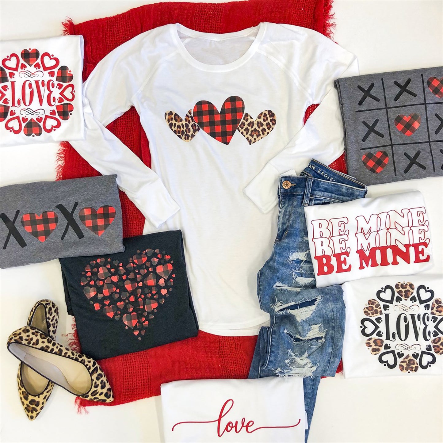 Love With Cheetah Hearts Long Sleeve Tunic