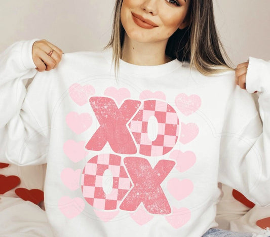 XO XO Heart Background Crew Sweatshirt