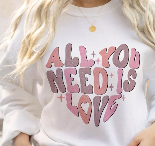All You Need Is Love (Heart Shape) Crew Sweatshirt