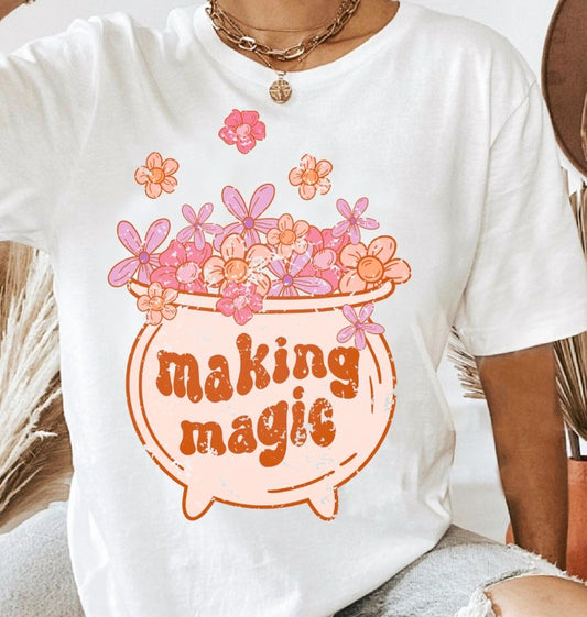 Making Magic Caldron With Flowers Tee