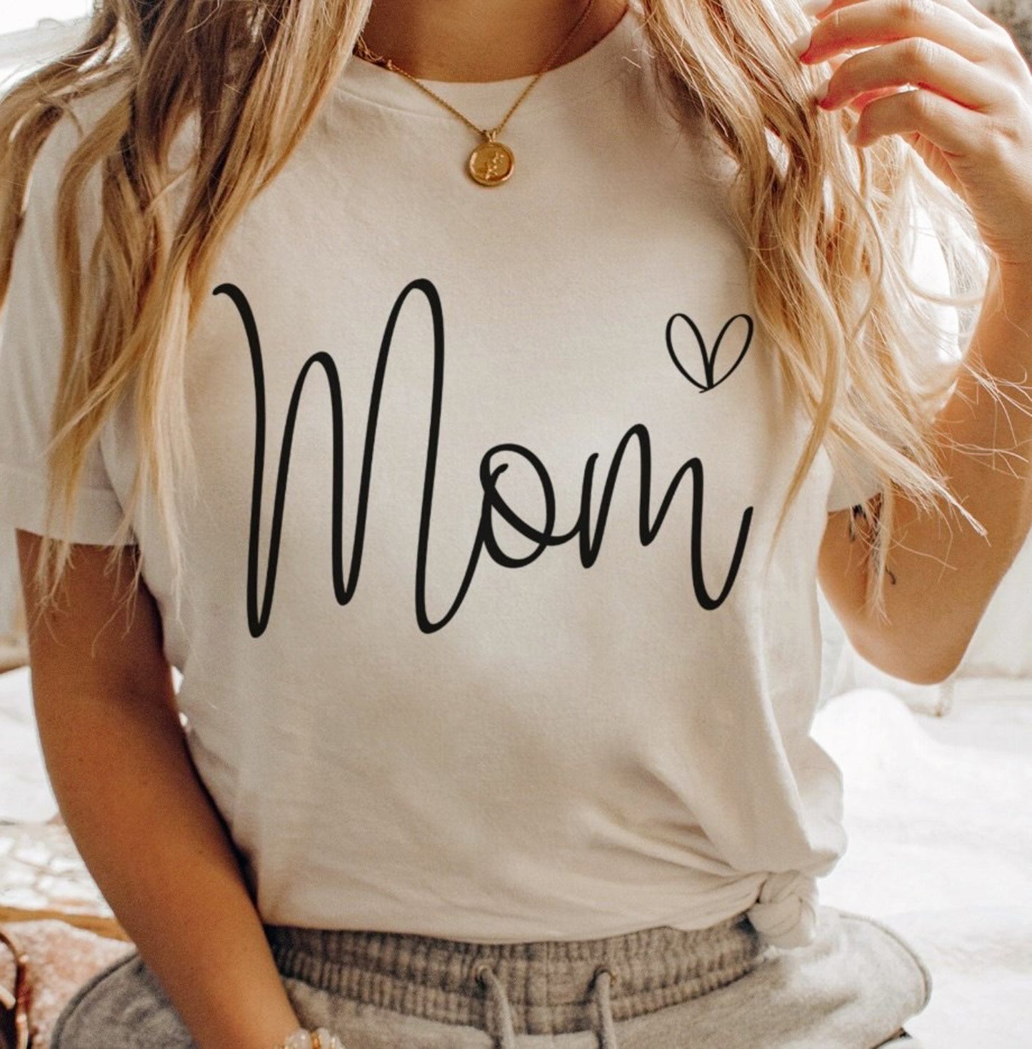 Mom With Heart T-Shirt or Crew Sweatshirt