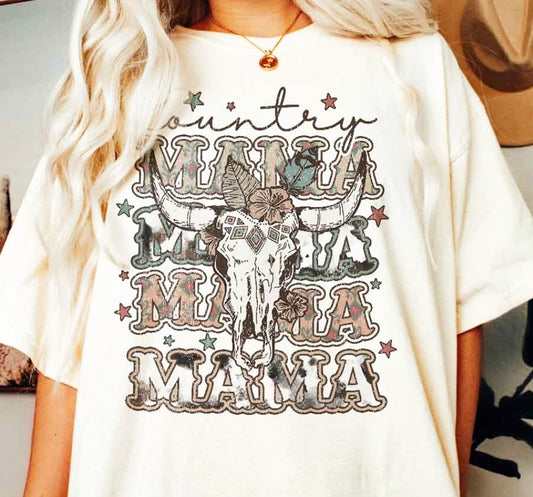 Country Mama (Stacked) With Skull T-Shirt or Crew Sweatshirt