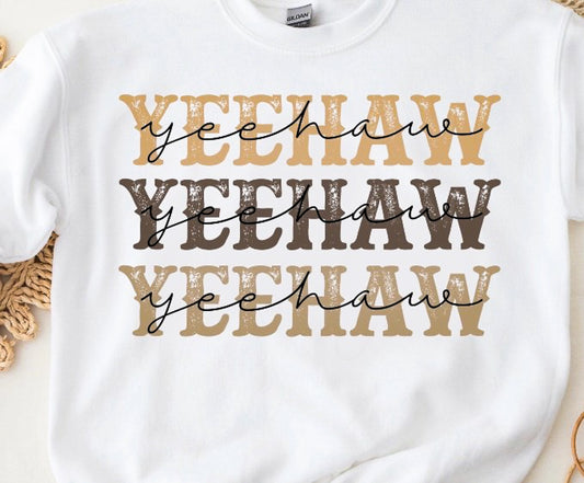 Yeehaw With Cursive (Stacked) Tee