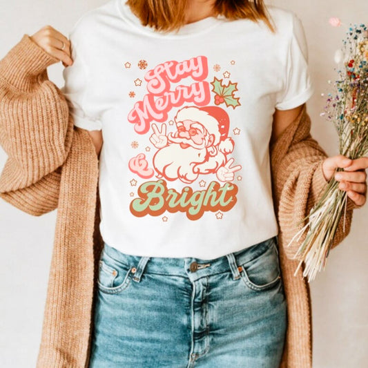 Stay Merry & Bright Santa Tee