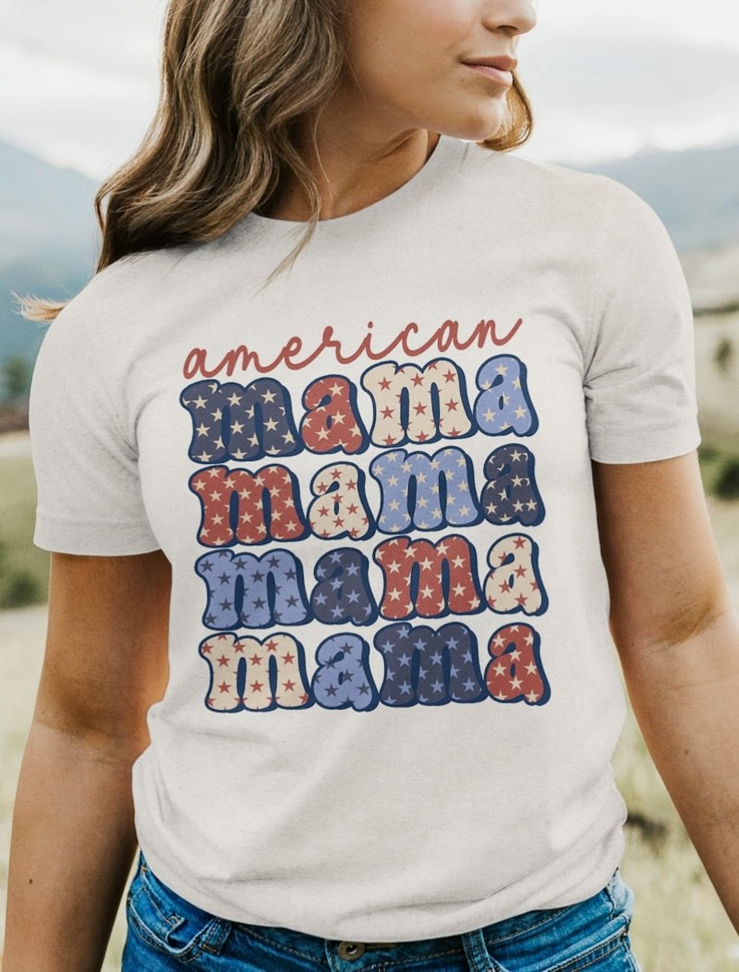 American Mama (Stacked) T-Shirt or Crew Sweatshirt