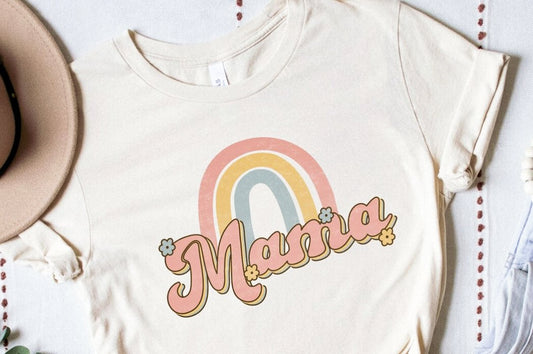 Mama With Rainbow T-Shirt or Crew Sweatshirt