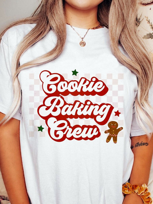 Cookie Baking Crew Checkered Background Tee