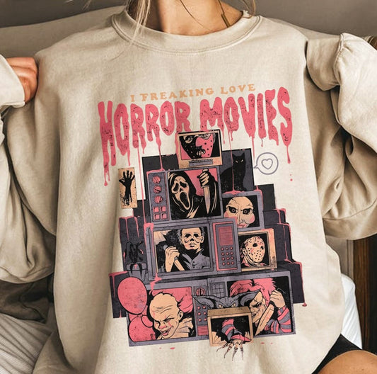 I Freaking Love Horror Movies Crew Sweatshirt